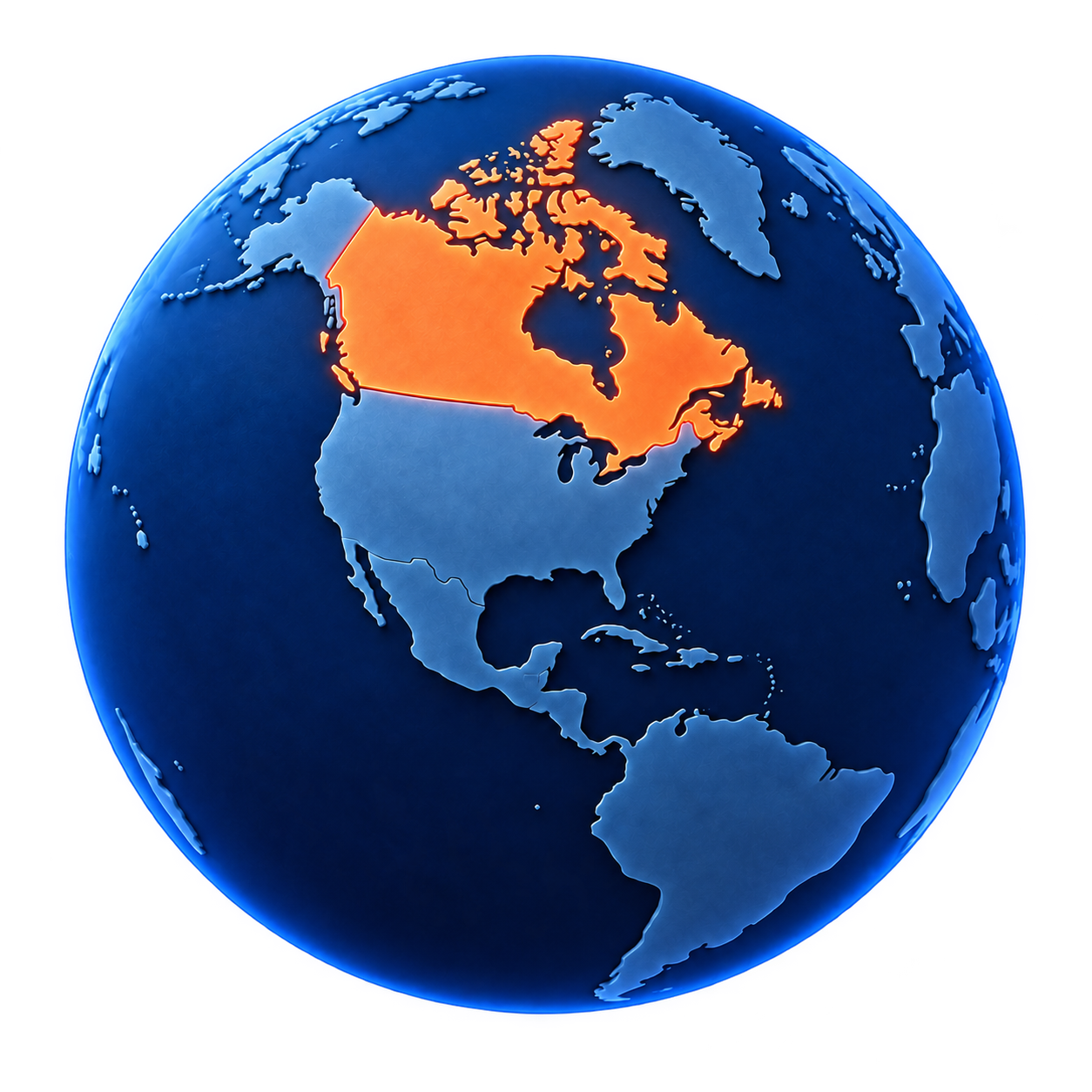 The WhereTo globe with countries highlighted in warm colors